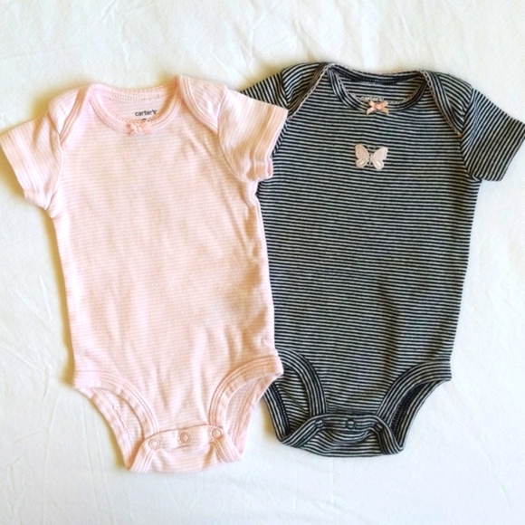 carter's 4-pack soft striped short sleeve bodysuit diaper shirt bundle 3 months - Picture 4 of 7